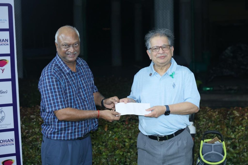 Mr Jagadish -MGC Secretary -Giving the Donation to MOHAN Foundation.