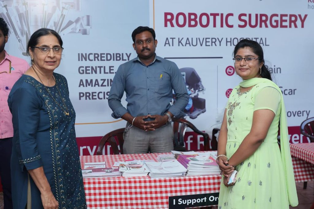 Visitors to the Kavery Hospital stall